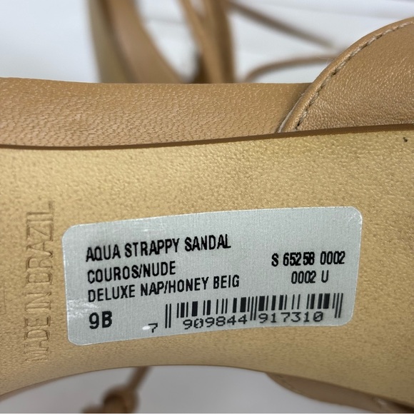 Aqua Stilleto Heels Leather Dressy Slip On Ankle Tie Thong Sandals Beige Size 9 - Picture 14 of 15
